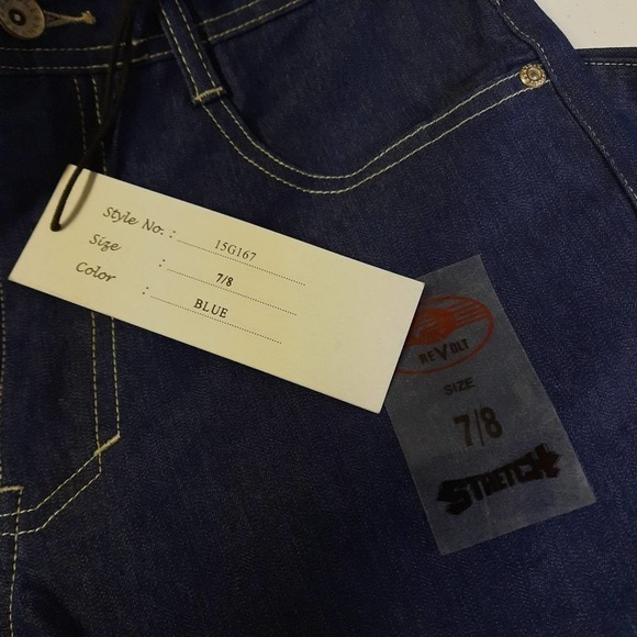 Revolt Jeans Juniors Size 7/8 Blue Mid Rise Dark Wash Denim - Picture 8 of 9